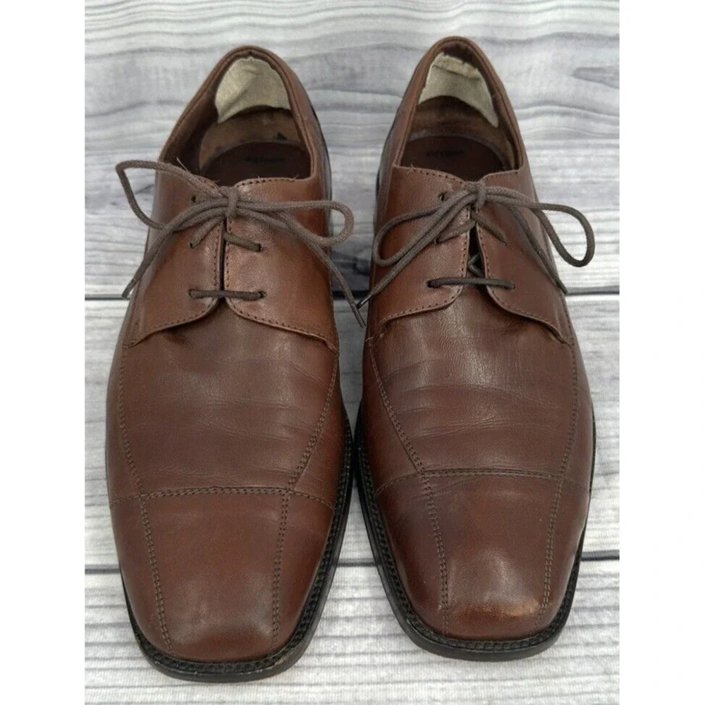 JOHNSTON & MURPHY OXFORD DRESS SHOES Men's Size 11.5 M‎ BROWN LEATHER